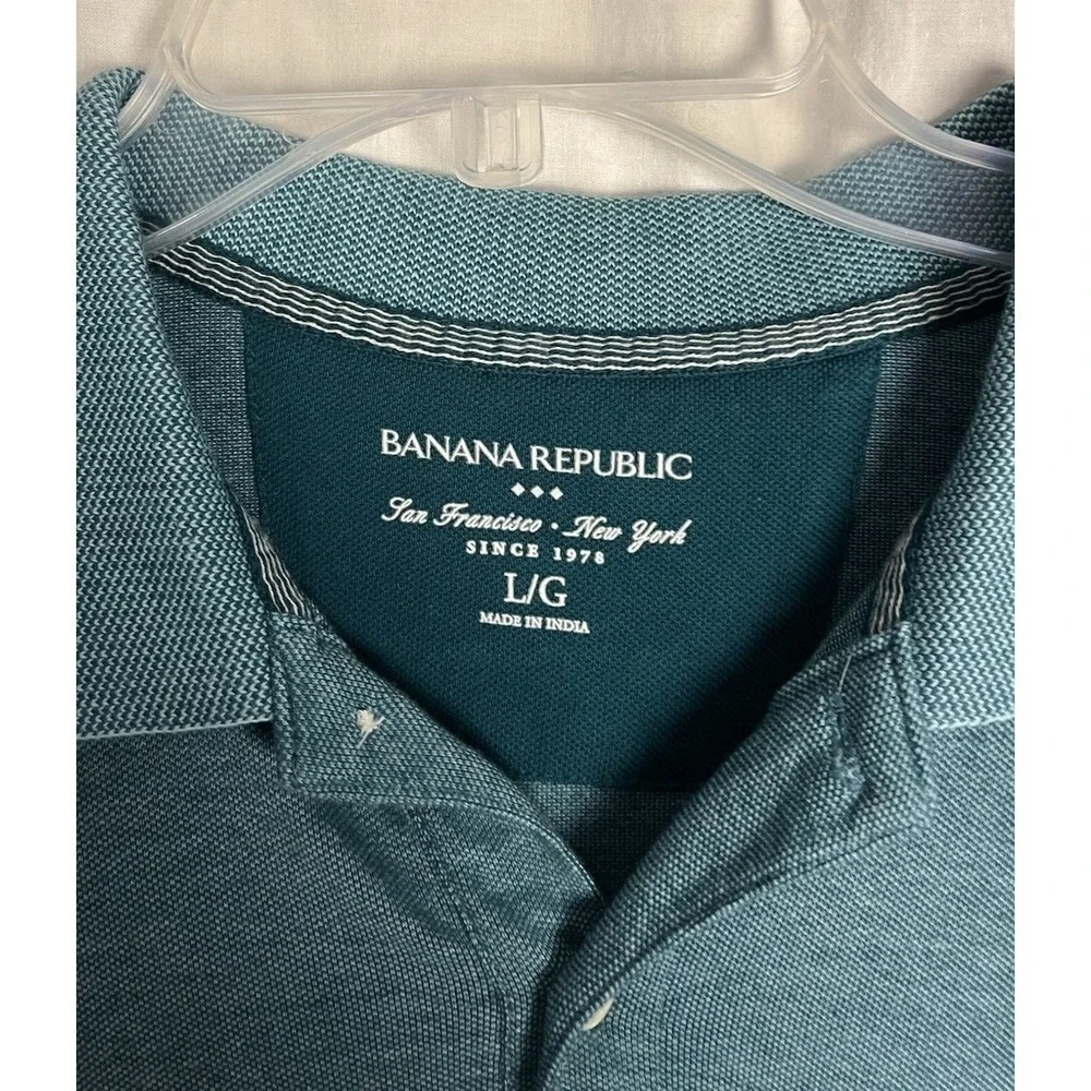 Banana Republic Blue Turquoise Short Sleeve 100% Cotton Polo Men's‎ Size L